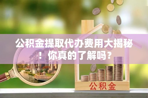 松山公积金提取代办费用大揭秘！你真的了解吗？